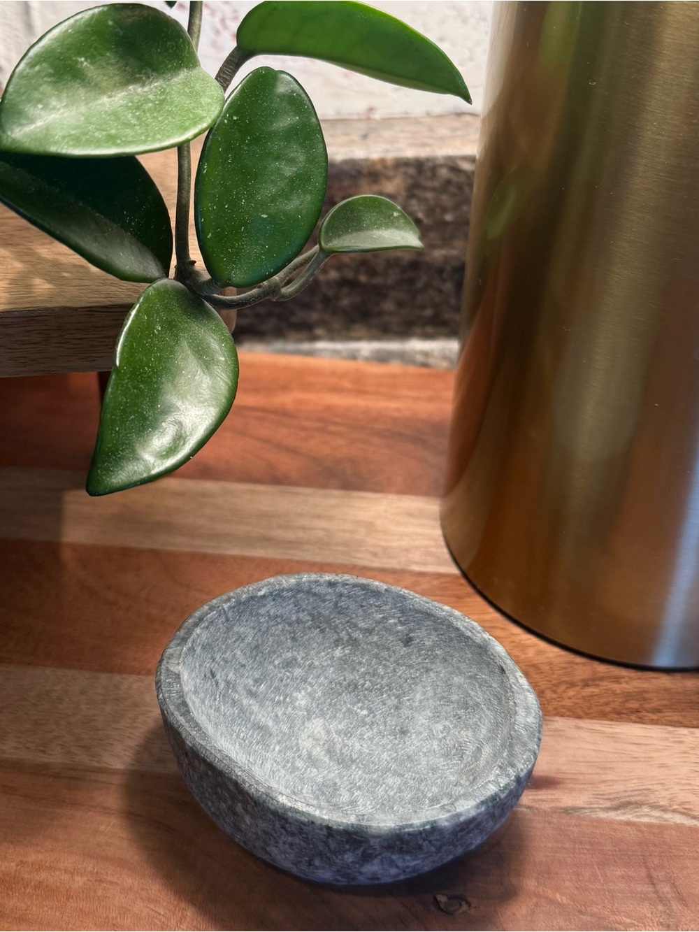 Natural Stone Bowl • Gray Green • Rustic Decor • Solid Heavy